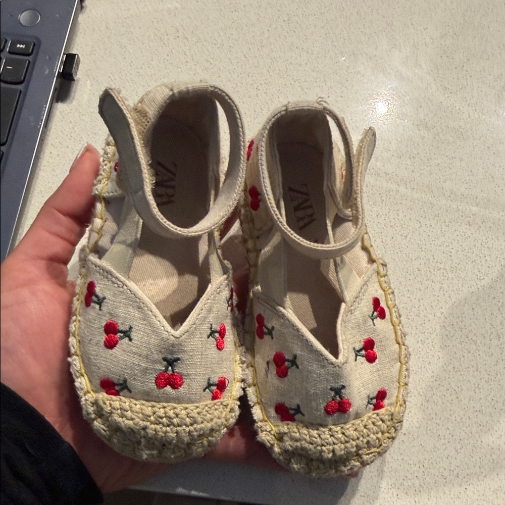 Zara Kids Cream and Red Cherry Sandals